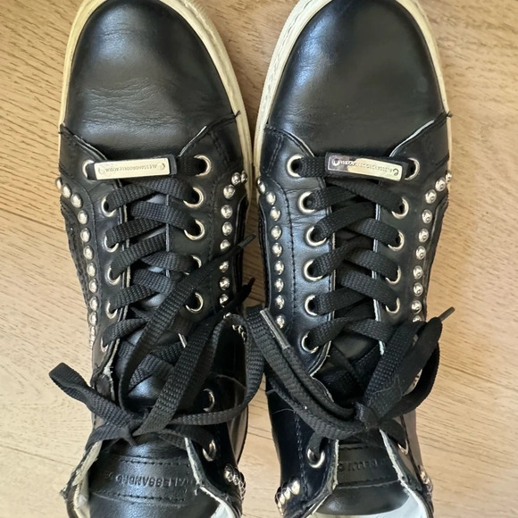 Alessandro Dell'Acqua black leather high top sneakers  size 37.5 - Picture 8 of 12